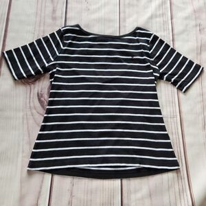 Tommy Hilfiger Stripe Short Sleeve Cotton Tee Black White | Women's Size M